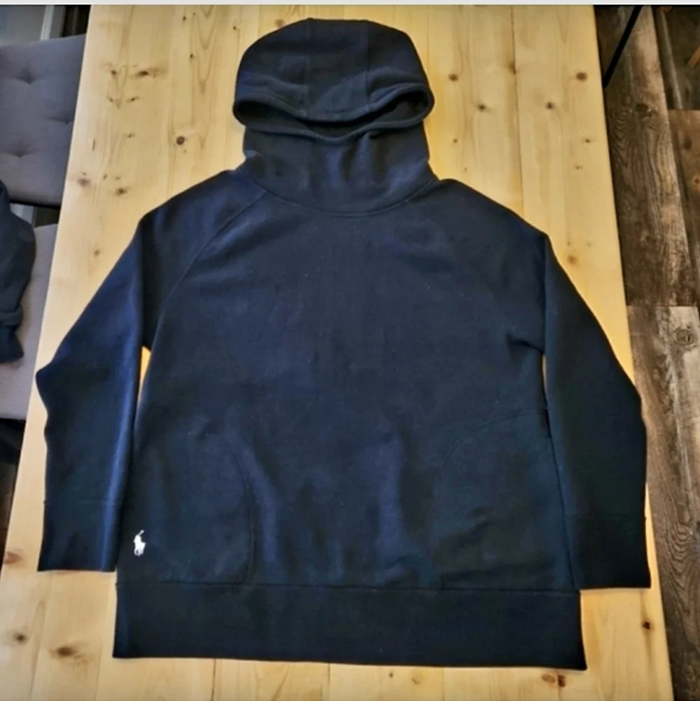 POLO Ralph Lauren Men's Tube Neck Pullover Hoodie Sweatshirt Black White Pony L